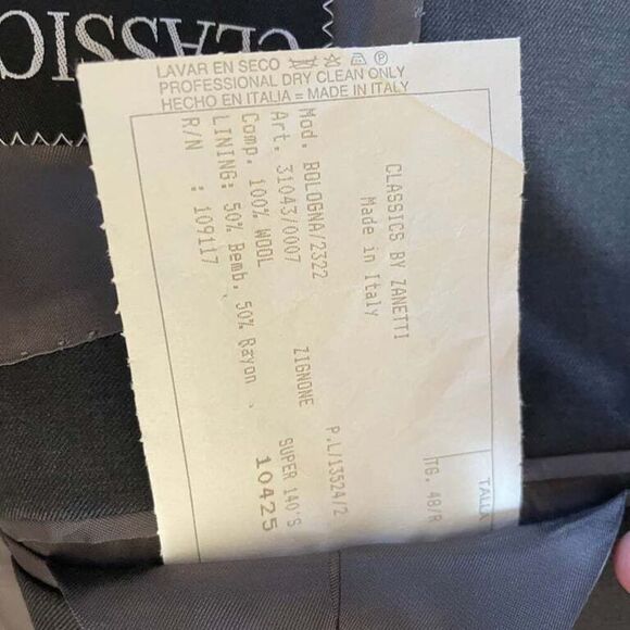 Classics by Zanetti Men's Black‎ Wool Italian Blazer Size 48R Career Business - Picture 6 of 10